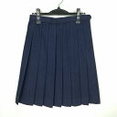 スクールスカート 冬物 w66-丈57 紺 中学 高校 プリーツ 学生服 制服 女子 中古 HK5184