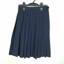 スクールスカート 冬物 w60-丈59 紺 中学 高校 プリーツ 学生服 制服 女子 中古 HK5212