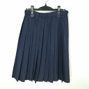 スクールスカート 冬物 w63-丈59 紺 中学 高校 プリーツ 学生服 制服 女子 中古 HK5213