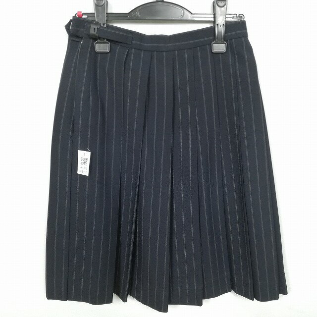 スクールスカート 夏物 w63-丈59 ストライプ 中学 高校 プリーツ 学生服 制服 女子 中古 HK5313