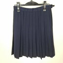 スクールスカート 冬物 w60-丈57 紺 中学 高校 プリーツ 学生服 制服 女子 中古 HK5901