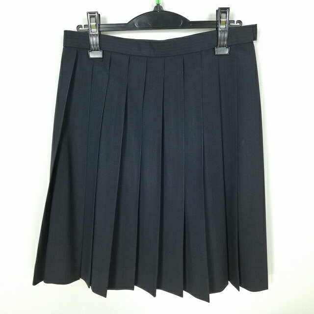 スクールスカート 夏物 w66-丈53 ストライプ 中学 高校 プリーツ 学生服 制服 女子 中古 HK7517