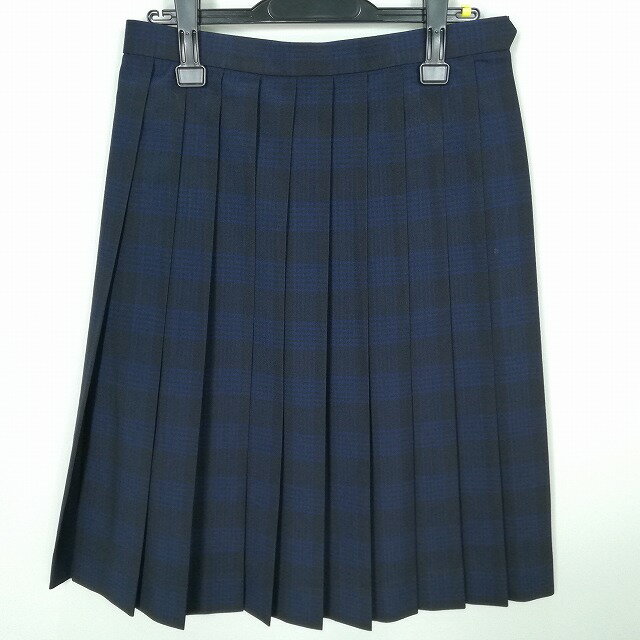 スクールスカート 夏物 w69-丈63 チェック 中学 高校 プリーツ 学生服 制服 女子 中古 HK7528
