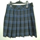 スクールスカート 大きいサイズ 冬物 w75-丈54 チェック 中学 高校 プリーツ 学生服 制服 女子 中古 HK8661