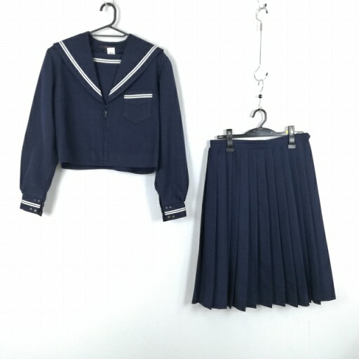 セーラー服 スカート 上下2点セット 大きいサイズ 冬物 白2本線 女子 学生服 中学 高校 紺 制服 中古 ランクC NA4663 セーラー服 スカート 上下2点セット 大きいサイズ 冬物 白2本線 女子 学生服 中学 高校 紺 制服 中古 ランクC NA4663