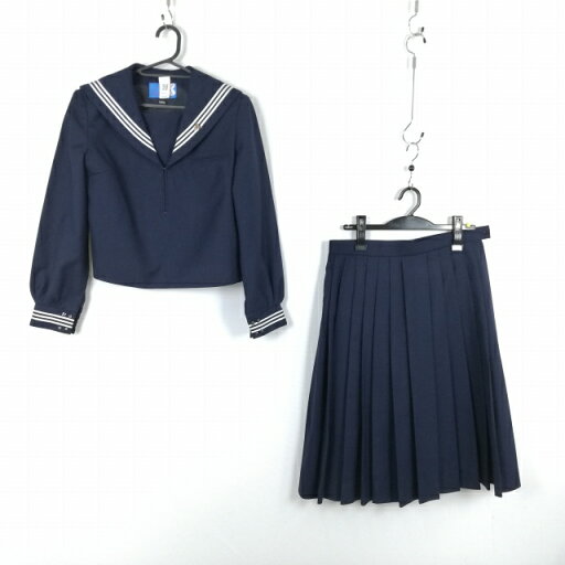 セーラー服 スカート 上下2点セット 160A 大きいサイズ 冬物 白3本線 女子 学生服 中学 高校 紺 制服 中古 ランクC NA4665 セーラー服 スカート 上下2点セット 160A 大きいサイズ 冬物 白3本線 女子 学生服 中学 高校 紺 制服 中古 ランクC NA4665