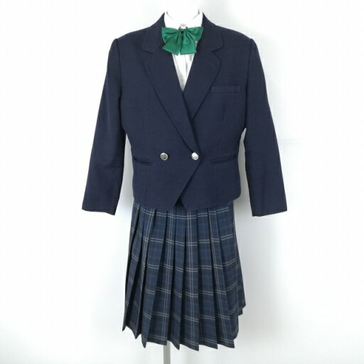ブレザー ベスト チェックスカート リボン 上下5点セット LL カンコー 冬物 女子 学生服 中学 高校 紺 制服 中古 ランクC NA5758 ブレザー ベスト チェックスカート リボン 上下5点セット LL カンコー 冬物 女子 学生服 中学 高校 紺 制服 中古 ランクC NA5758