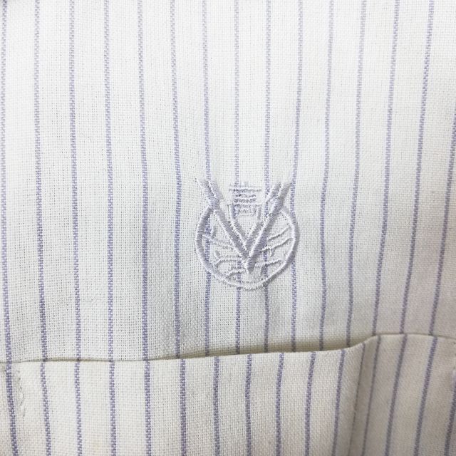 ブラウス スカート 上下2点セット L 夏物 女子 学生服 宮崎西高校 ストライプ（オフ白/グレー） 制服 中古 ランクC NA5881