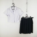 ブラウス スカート 上下2点セット LL 大きいサイズ 夏物 女子 学生服 宮崎商業高校 白 制服 中古 ランクC NA5899