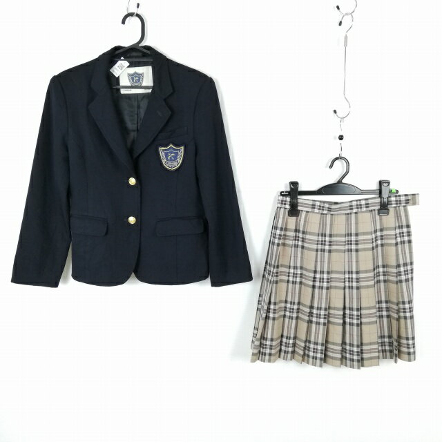 ブレザー チェックスカート 上下2点セット S CONOMi 冬物 女子 学生服 中学 高校 紺 制服 中古 ランクC NA5953