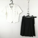 ブラウス スカート 上下2点セット L 大きいサイズ トンボ 夏物 女子 学生服 兵庫琴丘高校 白 制服 中古 ランクC NA5955