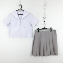 セーラー服 スカート 上下2点セット 3L 大きいサイズ 夏物 白3本線 女子 学生服 中学 高校 白 制服 中古 ランクC NA5975