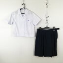 ブラウス スカート 上下2点セット 160B 大きいサイズ 夏物 女子 学生服 中学 高校 白 制服 中古 ランクB NA6053