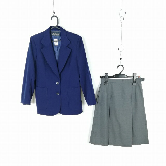 ブレザー スカート 上下2点セット 冬物 女子 学生服 中学 高校 紺 制服 中古 ランクC NA6981