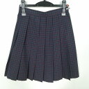 スクールスカート 夏物 w60-丈51 チェック 中学 高校 プリーツ 学生服 制服 女子 中古 HK4170