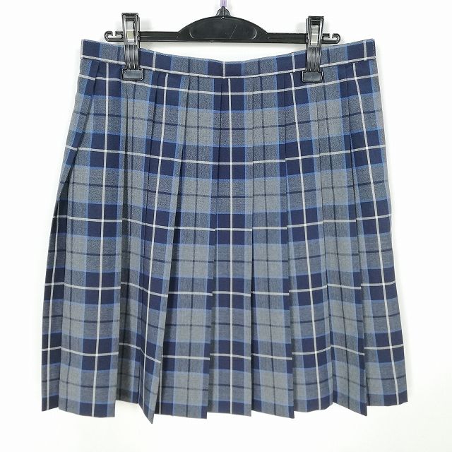 スクールスカート 大きいサイズ 夏物 w75-丈52 チェック 中学 高校 プリーツ 学生服 制服 女子 中古 HK4171