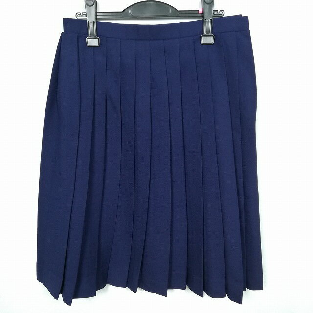 スクールスカート 大きいサイズ 冬物 w72-丈65 花紺 中学 高校 プリーツ 学生服 制服 女子 中古 HK5791
