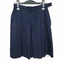 スクールスカート 冬物 w69-丈55 紺 中学 高校 プリーツ 学生服 制服 女子 中古 HK5800