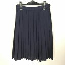 スクールスカート 冬物 w63-丈65 紺 中学 高校 プリーツ 学生服 制服 女子 中古 HK5918