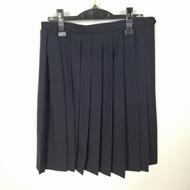 スクールスカート 冬物 w69-丈60 紺 大阪清教学園中学高校 プリーツ 学生服 制服 女子 中古 HK5920