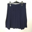 スクールスカート 冬物 w69-丈59 紺 中学 高校 森英恵 プリーツ 学生服 制服 女子 中古 HK5925