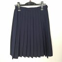 スクールスカート 冬物 w63-丈62 紺 中学 高校 プリーツ 学生服 制服 女子 中古 HK5933