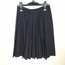 スクールスカート 冬物 w63-丈60 紺 中学 高校 プリーツ 学生服 制服 女子 中古 HK5935