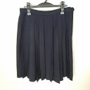スクールスカート 大きいサイズ 冬物 w78-丈63 紺 中学 高校 プリーツ 学生服 制服 女子 中古 HK5944