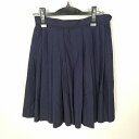 スクールスカート 冬物 w60-丈55 紺 中学 高校 プリーツ 学生服 制服 女子 中古 HK5948