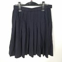 スクールスカート 冬物 w63-丈54 紺 中学 高校 プリーツ 学生服 制服 女子 中古 HK5951