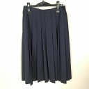 スクールスカート 冬物 w66-丈69 紺 中学 高校 プリーツ 学生服 制服 女子 中古 HK5956