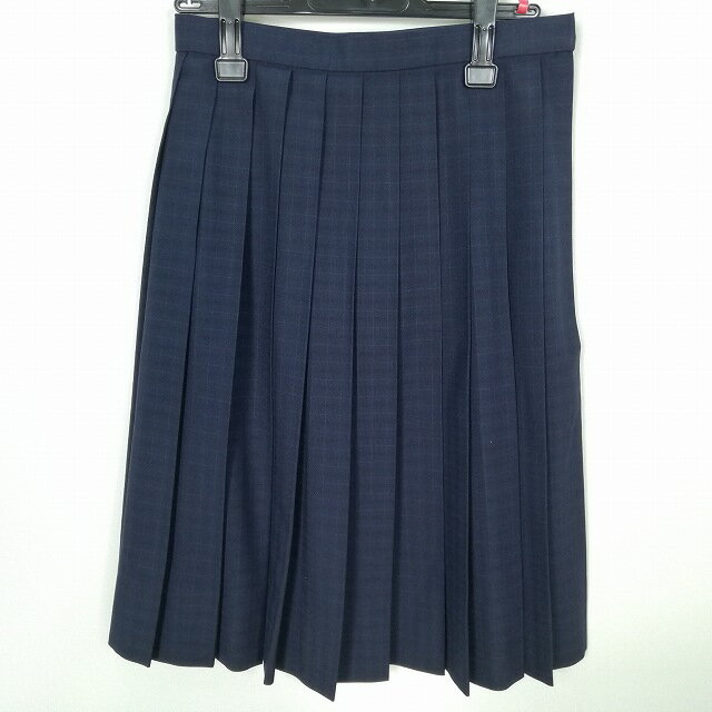 スクールスカート 夏物 w63-丈62 チェック 中学 高校 プリーツ 学生服 制服 女子 中古 HK7549