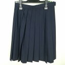 スクールスカート 夏物 w66-丈54 紺 中学 高校 プリーツ 学生服 制服 女子 中古 HK8669