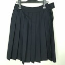 スクールスカート 冬物 w66-丈61 紺 中学 高校 プリーツ 学生服 制服 女子 中古 HK8671