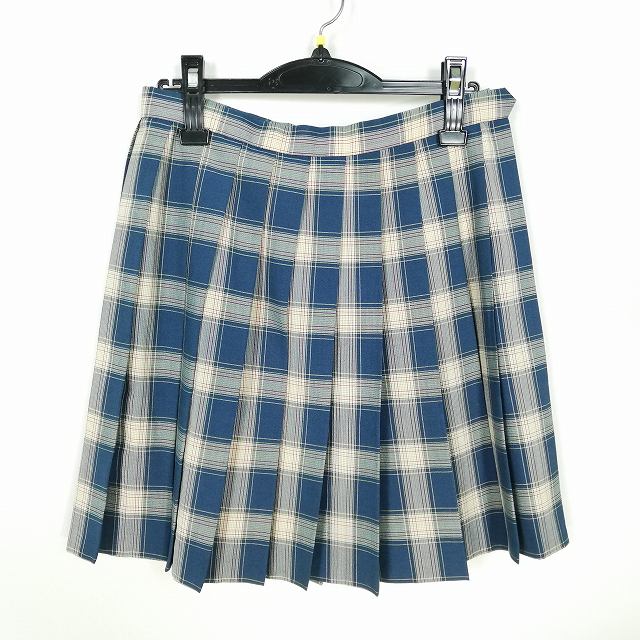 スクールスカート 夏物 w69-丈47 チェック 中学 高校 プリーツ 学生服 制服 女子 中古 HK9968