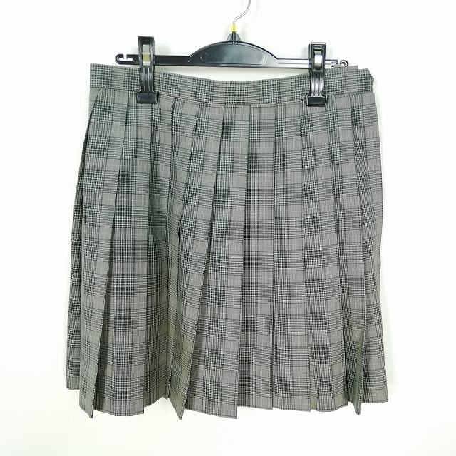 スクールスカート 夏物 w69-丈46 チェック 中学 高校 プリーツ 学生服 制服 女子 中古 HK9972