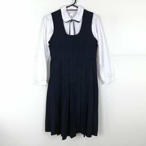 ジャンパースカート 紐タイ バスト82 ウエスト72 冬物 女子 学生服 中学 高校 紺 制服 中古 ランクC EY0116 ジャンパースカート 紐タイ バスト82 ウエスト72 冬物 女子 学生服 中学 高校 紺 制服 中古 ランクC EY0116