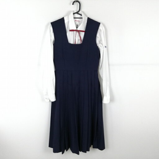 ジャンパースカート 紐タイ バスト80 ウエスト66 冬物 女子 学生服 中学 高校 紺 制服 中古 ランクC EY0118 ジャンパースカート 紐タイ バスト80 ウエスト66 冬物 女子 学生服 中学 高校 紺 制服 中古 ランクC EY0118