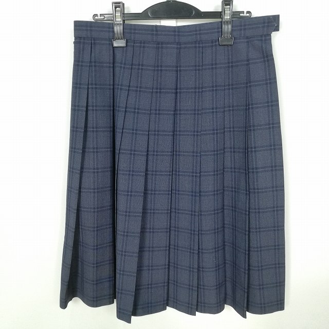 スクールスカート 夏物 w69-丈63 チェック 中学 高校 プリーツ 学生服 制服 女子 中古 HK0984