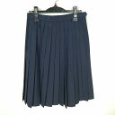 スクールスカート 夏物 w63-丈58 紺 中学 高校 プリーツ 学生服 制服 女子 中古 HK5255