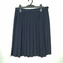 スクールスカート 大きいサイズ 冬物 w72-丈63 紺 中学 高校 プリーツ 学生服 制服 女子 中古 HK5263