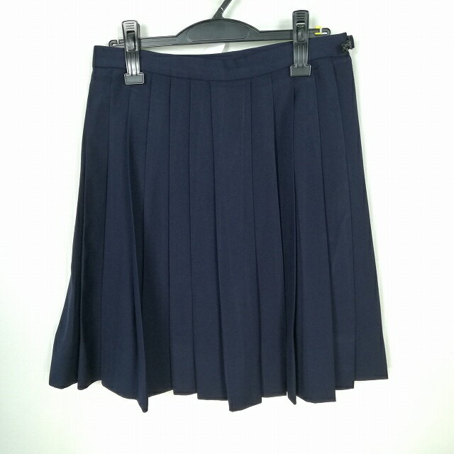 スクールスカート 冬物 w69-丈53 紺 大阪夕陽丘学園高校 プリーツ 学生服 制服 女子 中古 HK5270