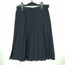 スクールスカート 冬物 w63-丈66 紺 福岡久留米商業高校 プリーツ 学生服 制服 女子 中古 HK5273
