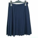 スクールスカート 冬物 w60-丈57 紺 中学 高校 プリーツ 学生服 制服 女子 中古 HK5827
