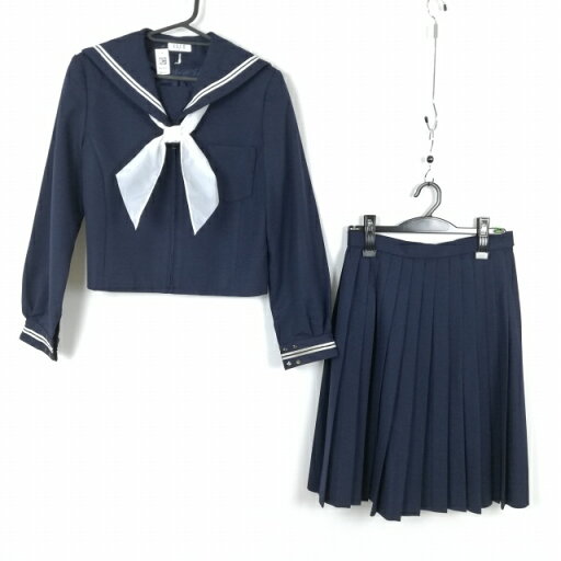 セーラー服 スカート スカーフ 上下3点セット 165A ELLE 冬物 白2本線 女子 学生服 中学 高校 紺 制服 中古 ランクC NA5863 セーラー服 スカート スカーフ 上下3点セット 165A ELLE 冬物 白2本線 女子 学生服 中学 高校 紺 制服 中古 ランクC NA5863