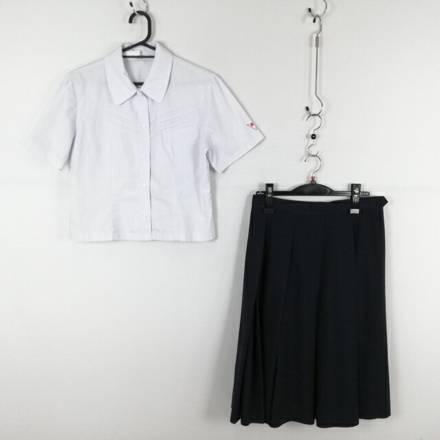 ブラウス スカート 上下2点セット M トンボ 夏物 女子 学生服 鹿児島錦江湾高校 白 制服 中古 ランクC NA6092