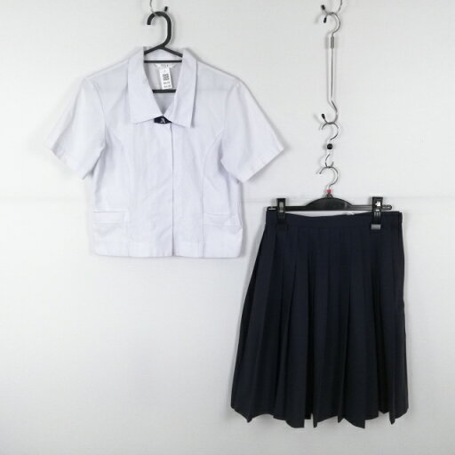 ブラウス スカート 上下2点セット ELLE 夏物 女子 学生服 中学 高校 白 制服 中古 ランクC NA6109 ブラウス スカート 上下2点セット ELLE 夏物 女子 学生服 中学 高校 白 制服 中古 ランクC NA6109