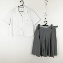 ブラウス スカート 上下2点セット 大きいサイズ 夏物 女子 学生服 中学 高校 白 制服 中古 ランクC NA6271