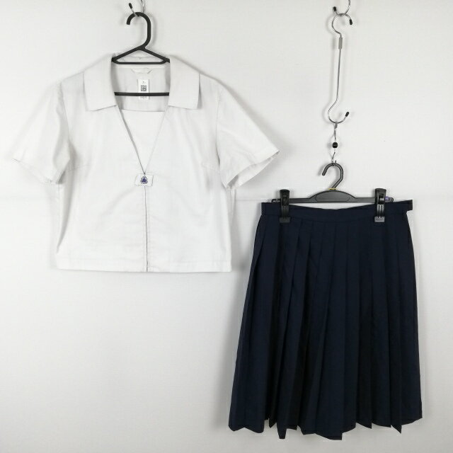 セーラー服 スカート 上下2点セット 大きいサイズ 特大 夏物 女子 学生服 佐賀東高校 白 制服 中古 ランクC EY0237
