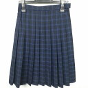 スクールスカート 冬物 w60-丈60 チェック 中学 高校 プリーツ 学生服 制服 女子 中古 HK5283